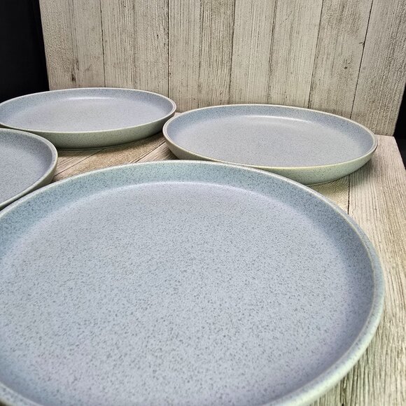 Vtg Style Mikasa Mayer Blue Speckle Salad Plates Stoneware 8.25" DIA Set of 4 - Picture 4 of 10